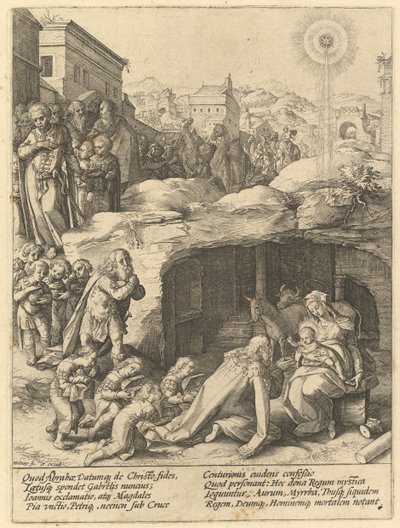 賢者の礼拝、ca。 1585。 作： Hendrik Goltzius