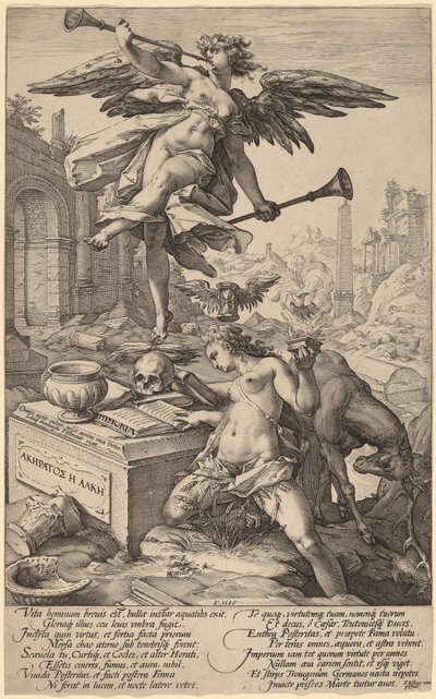 名声と歴史の寓意 作： Hendrik Goltzius
