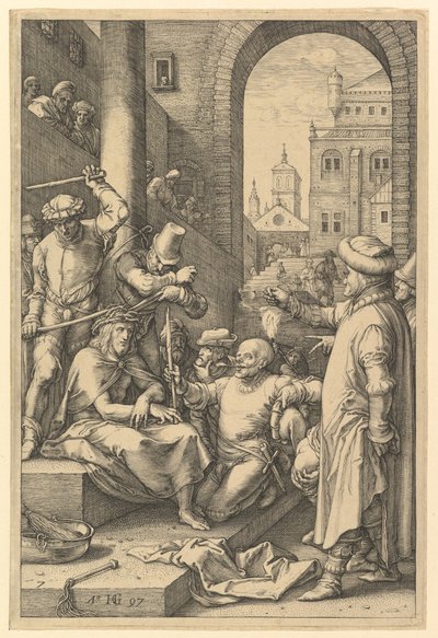 「いばらの冠」、キリストの受難、1597年。 作： Hendrik Goltzius