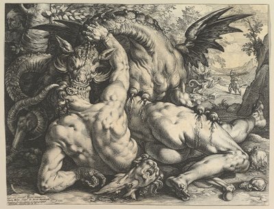 カドモスの仲間をむさぼり食うドラゴン、1588年。 作： Hendrik Goltzius