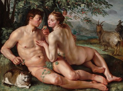 人間の堕落、1616 年。 作： Hendrik Goltzius