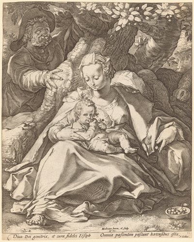 桜の下の聖家族 作： Hendrik Goltzius