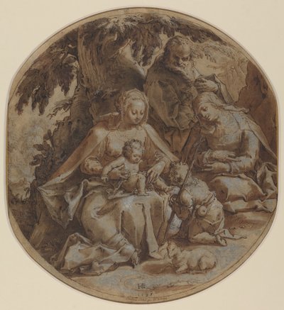 聖エリザベトと洗礼者聖ヨハネのいる聖家族 作： Hendrik Goltzius