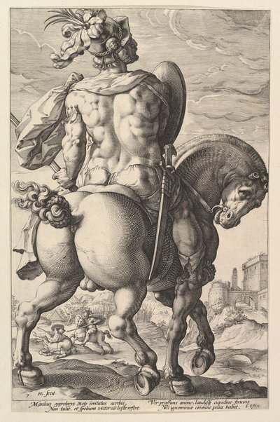 タイタスマンリウス、シリーズ「ローマの英雄」、1586年。 作： Hendrik Goltzius
