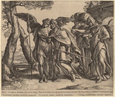 ソドムを去るロトと娘たち 作： Hendrik Goltzius after Anthonie van Blocklandt