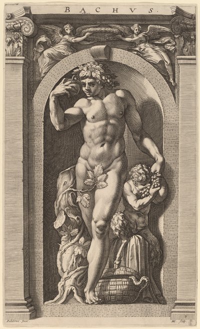 バッカス 作： Hendrik Goltzius after Polidoro da Caravaggio