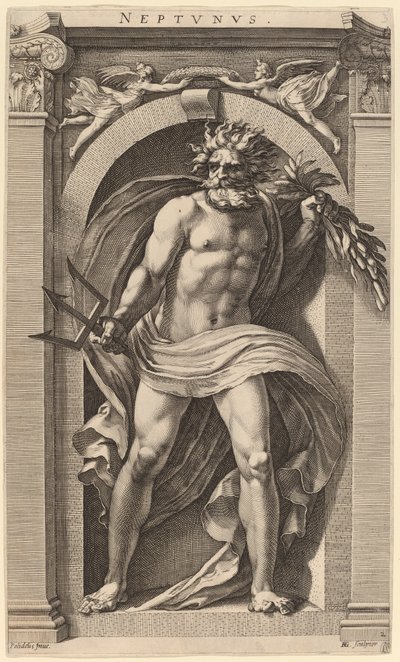 ネプチューン 作： Hendrik Goltzius after Polidoro da Caravaggio
