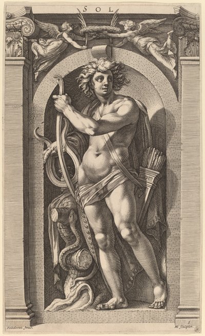ソルまたはアポロ 作： Hendrik Goltzius after Polidoro da Caravaggio