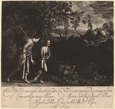 トビアスと天使 (大トビアス) 作： Hendrik Goudt after Adam Elsheimer