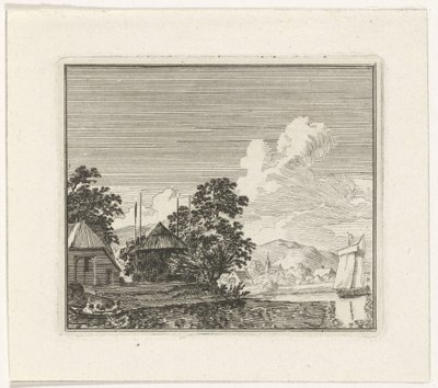 干し草の山と川の景色 作： Hendrik Hoogers