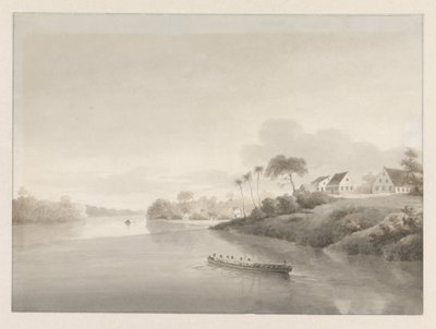 ヨデンサバンヌ川と思われる川沿いの家々の眺め 作： Hendrik Huygens