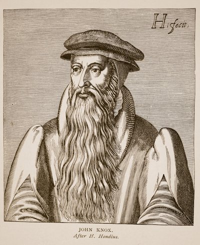 ジョンノックス、「Effigies」よりJacobus Verheiden、1602（セピア写真） 作： Hendrik I Hondius