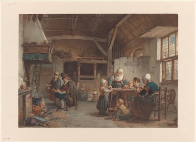 農民のインテリア、キッチンの家族 作： Hendrik Jacobus Scholten