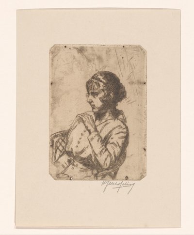 椅子に座る女性 作： Hendrik Jan Wesseling (signed by artist)