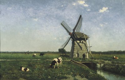 1873年、スキーダム近くの風車のある風景 作： Hendrik Johannes Weissenbruch