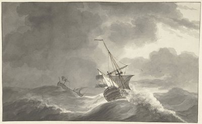 嵐の海で 2 隻の船 作： Hendrik Kobell