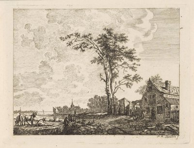 川沿いの家のある風景 作： Hendrik Marcus Schouten