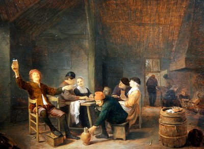 酒場で騒ぐ農民たち（油彩・パネル） 作： Hendrik Martensz Sorgh