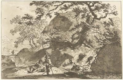Landschap met een visser en eenrustende man 風景画を学ぶ人のために計算された12のデザイン（連載タイトル） 作： Hendrik Meijer