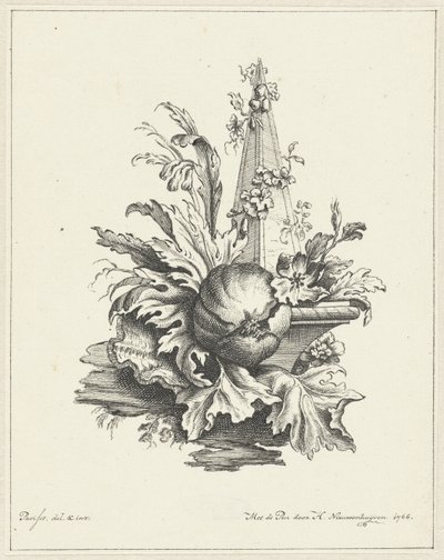 ザクロの葉とオベリスクの飾り 作： Hendrik Nieuwenhuysen