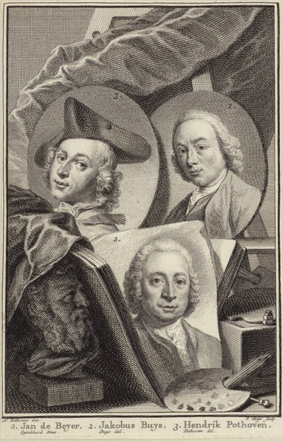 Jan de Beijer、Jacobus Buys、Hendrik Pothovenの肖像 作： Hendrik Pothoven