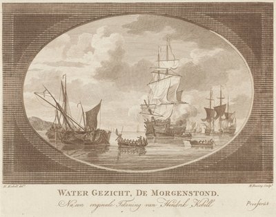 穏やかな海で船 水面、De Morgenstond (オブジェクトのタイトル) 作： Hendrik Roosing