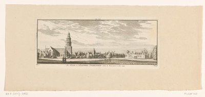 アイセルシュタインの眺め、1774 年 イッセル門の外には、イッセルシュタインの街と城が見えます。 1744年（オブジェクトのタイトル） 作： Hendrik Spilman