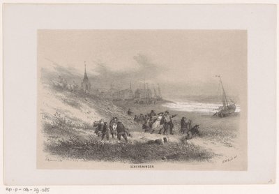 1860 年 5 月 28 日の嵐の中のスヘフェニンゲン スヘフェニンゲン (オブジェクトのタイトル) 1860 年 5 月 28 日の嵐の影響を受け、スヘフェニンゲンの Gravenhaagsche Bosch、 作： Hendrik Wilhelmus Last