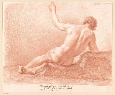 後ろから見た着席男性裸体 (3等賞 1804) 作： Hendrik Willem Caspari