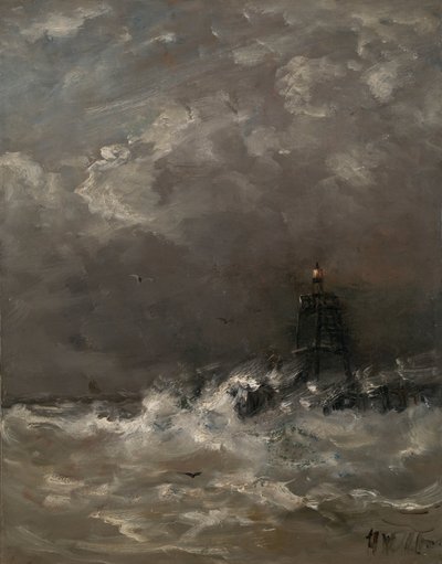 砕波の灯台 サーフィンの灯台 作： Hendrik Willem Mesdag (signed by artist)
