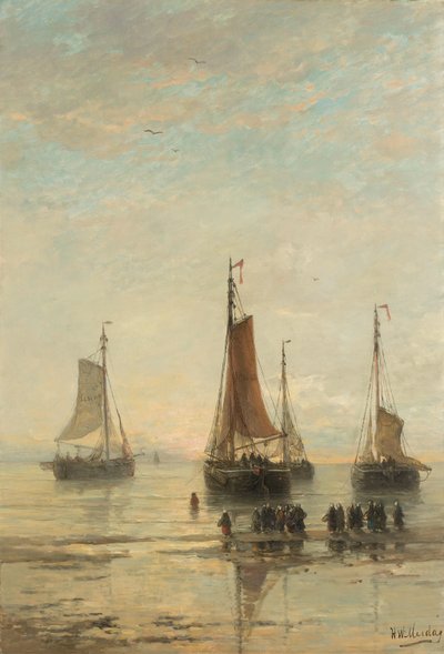 アンカーでブラフボウ スヘーフェニンゲン ボート 作： Hendrik Willem Mesdag