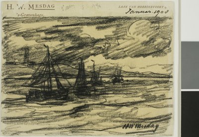 海上の船 作： Hendrik Willem Mesdag