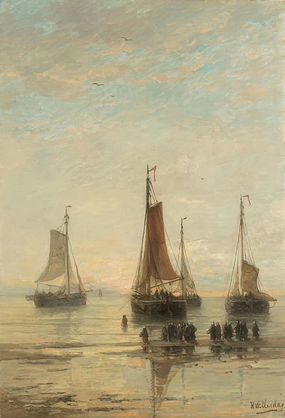 アンカー、スヘフェニンゲンで出荷されます。 1860-89 作： Hendrik Willem Mesdag