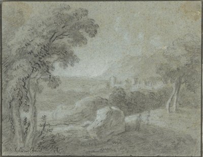都市の先にある南部の丘陵の風景 作： Hendrik Willem Schweickhardt