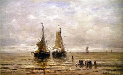 海岸の風景（油彩・キャンバス） 作： Hendrik William Mesdag