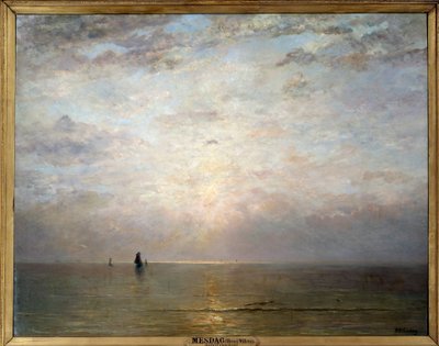 夕焼けの太陽。ヘンドリック・ウィルヘム・メスダーグ（1831-1915）の絵画、ec. Holl.19世紀。キャンバスに油彩。サイズ：1,40 x 1,80m。パリ、オルセー美術館（Musee d