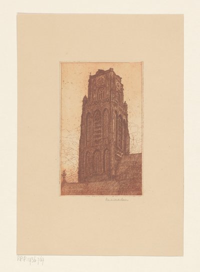 教会の塔の研究 作： Hendrik de Boer (signed by artist)