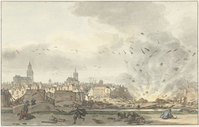 1654 年 10 月 12 日、デルフトのクルイトハウスの爆発 作： Hendrik de Winter (signed by artist)