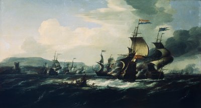 海岸付近でのオランダ海賊とバーバリ海賊の戦い、17世紀後半（油絵） 作： Hendrik van Minderhout