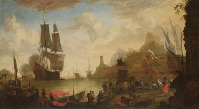 イタリアの港の眺め 作： Hendrik van Minderhout