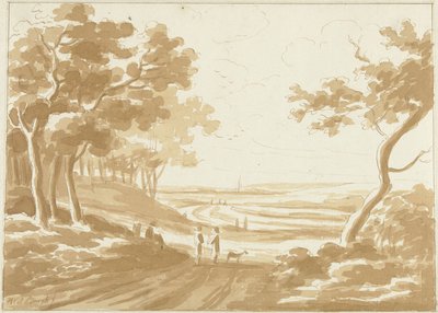 人が歩く道のある風景 作： Hendrik van der Burgh
