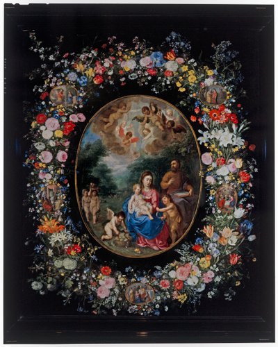 聖家族と幼子洗礼者ヨハネと天使の風景画 作： Hendrik van the Elder Balen
