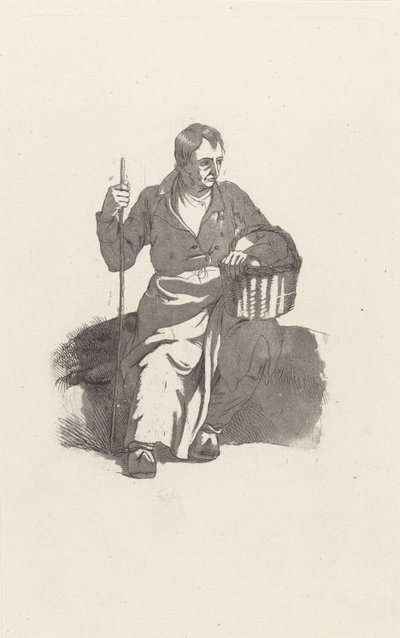 バスケットを持つ座っている男 作： Hendrikus van de Sande Bakhuyzen