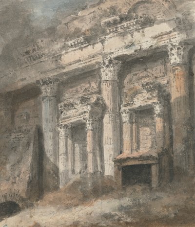 Fachada do Templo Romano Arruinado (?) Com Colunas e Porta 作： Heneage Finch fourth Earl of Aylesford