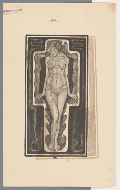 立っている長い髪の裸の女性 Wandering Psyche (オブジェクトのタイトル) 作： Henk Schilling