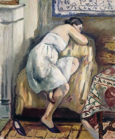 椅子で眠るジャンヌ。 肘掛け椅子で眠るジャンヌ 作： Henri Charles Manguin
