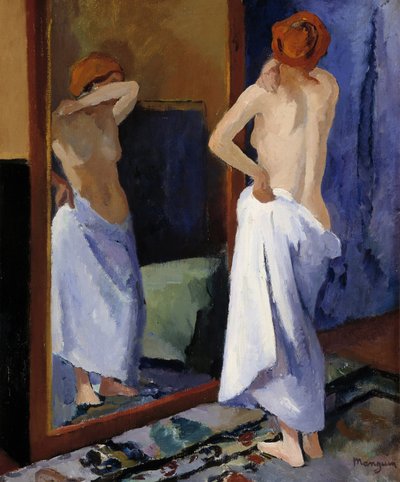 鏡の中のヌード 20世紀（キャンバスに油彩） 作： Henri Charles Manguin