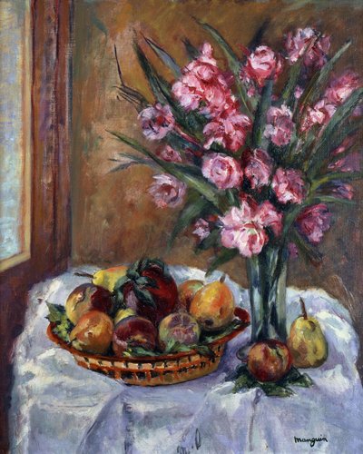 キョウチクトウとフルーツ; キョウチクトウと果物 作： Henri Charles Manguin