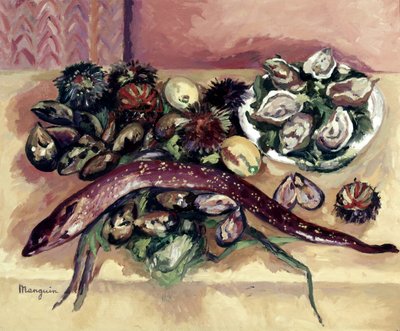 ウナギのある静物（ウニとウナギのある静物） 作： Henri Charles Manguin