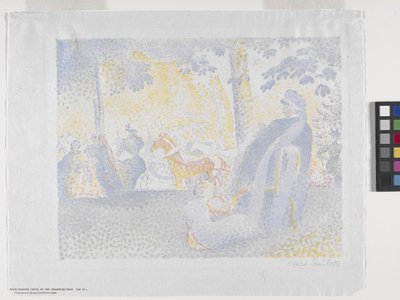 Aux Champs-Elysées（シャンゼリゼ通り）1898年（カラーリトグラフ） 作： Henri Edmond Cross